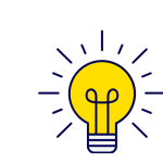 Yellow bulb icon on a white circle background